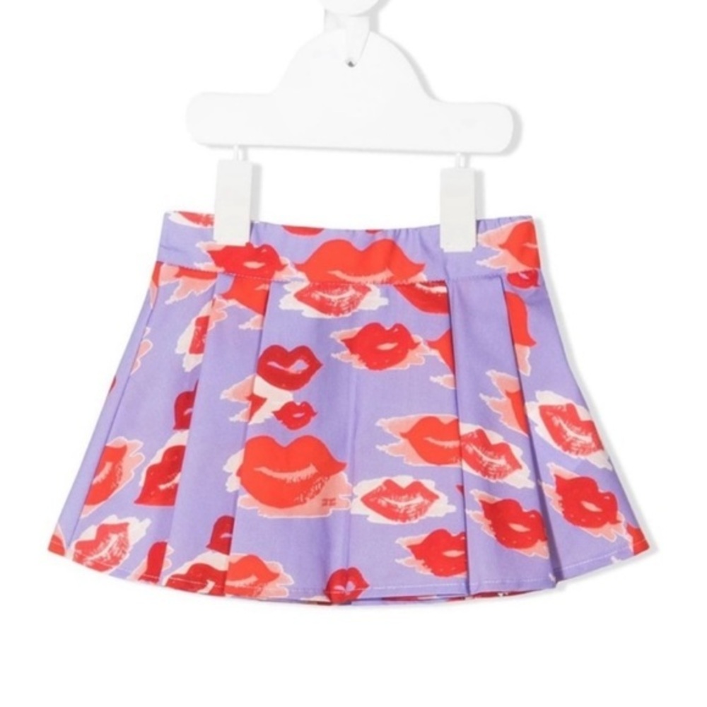 ELISABETTA FRANCHI LA MIA BAMBINA LIPS-PRINT SKIRT